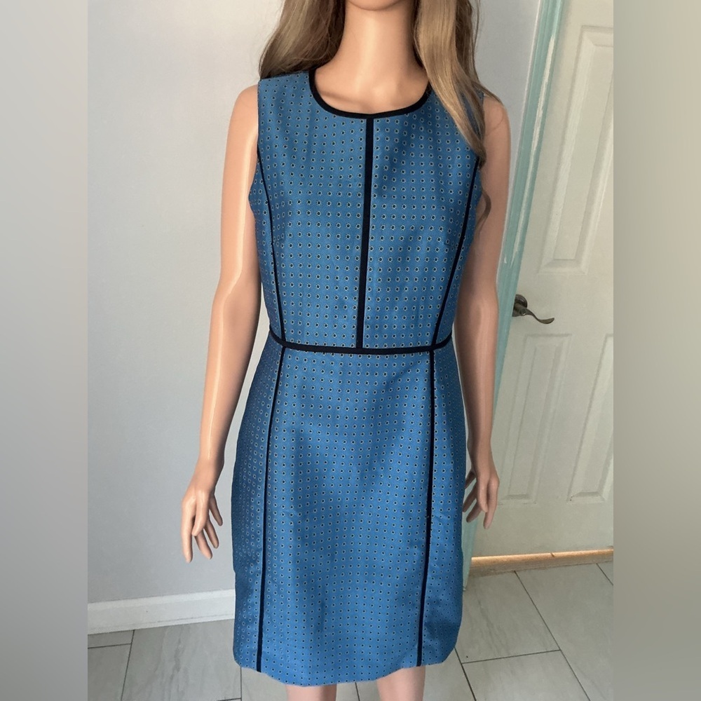 J. Crew Blue Mini Dress with Black Trim - Picture 6 of 14
